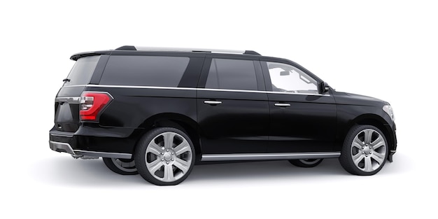 Photo black premium family suv isolated on white background 3d rendering