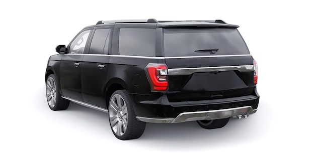 Black Premium Family SUV isolated on white background 3d rendering