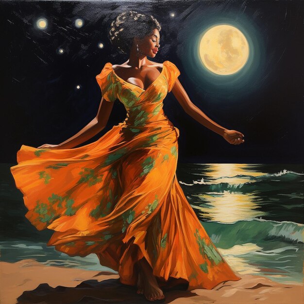 Premium AI Image | black princess wearing dress dancing