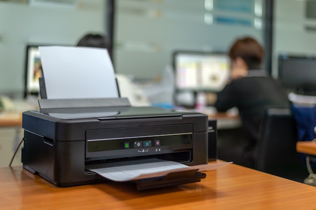 Black printer in office