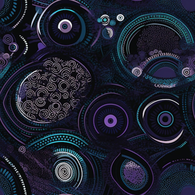 A black and purple background with circles