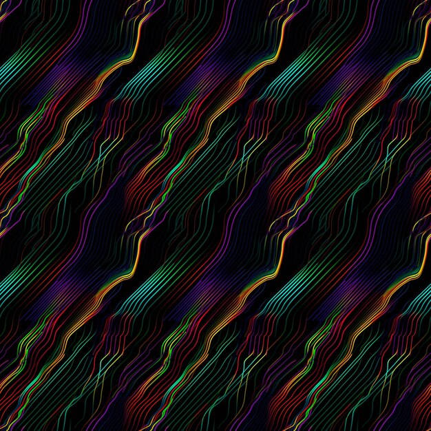 A black and purple background with a pattern of wavy lines and the words'rainbow '