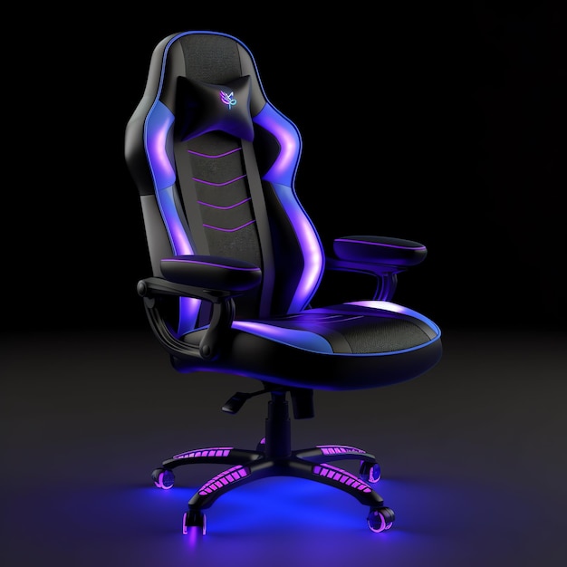 Premium Photo | A black and purple gaming chair