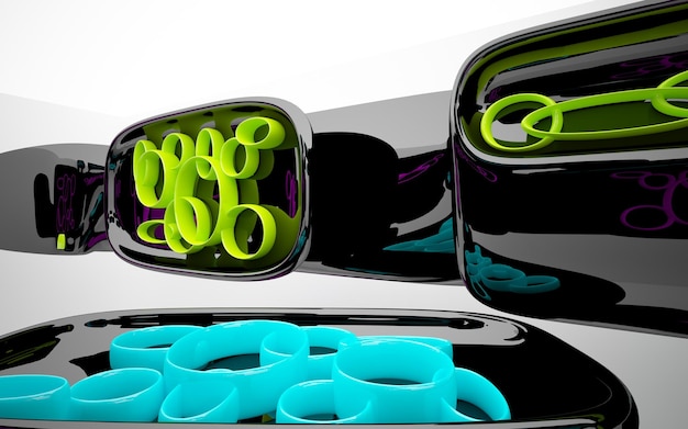 A black and purple image of a cell with green tubes inside.