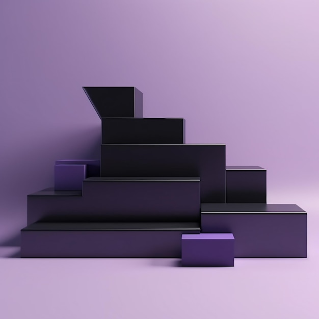 Foto scale nere e viola e sfondo astratto color pastello creando una moda minimalista