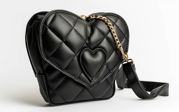 Photo a black purse with a heart inside of it