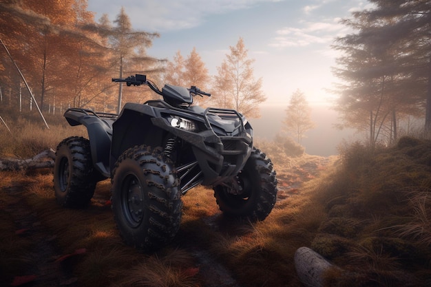 A black quad bike with the word polaris on the front.