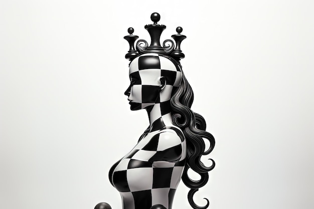 Photo black queen of chess on white background