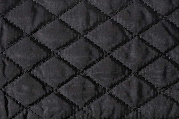 Black quilted fabric texture, wallpaper background