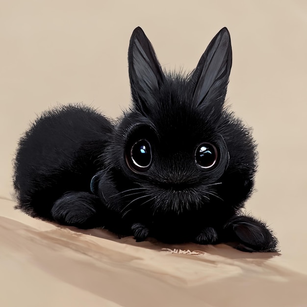 Photo a black rabbit with a black face and ears on the face