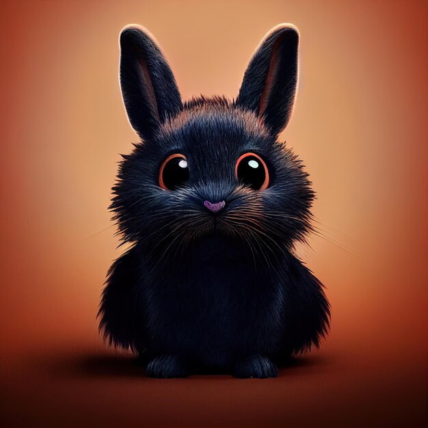 a black rabbit with a pink nose and a black nose