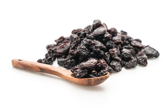 black raisins on white