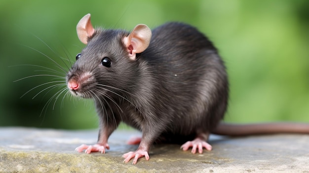 Black rat Rattus rattus in front of white background