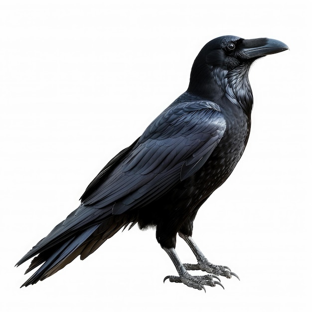 Black raven Bird isolated on white