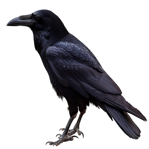 Black raven Bird isolated on white