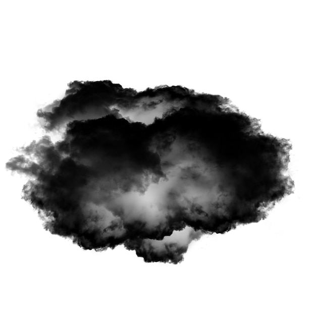 Photo black realistic clouds of smoke isolated over white background