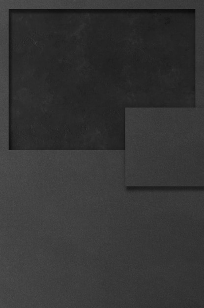 Photo black rectangular mockups on a dark concrete background. design elements or portfolio. copy space.