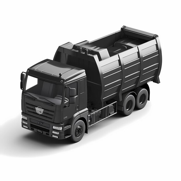 Photo black recycle truck vehicle 3d render on white background ai generated