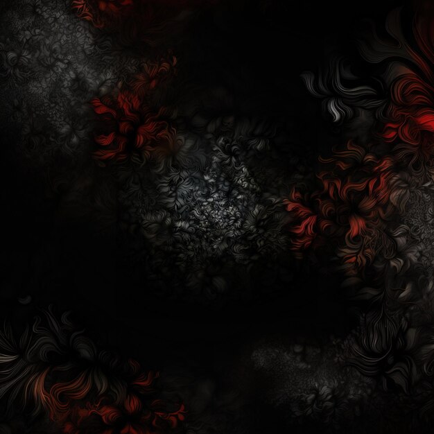 a black and red abstract image of a dark background with flowers and the word i love