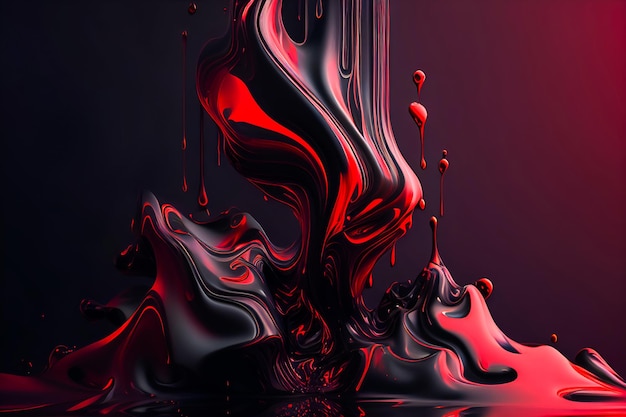 A black and red background with a drop of liquid in the middle.