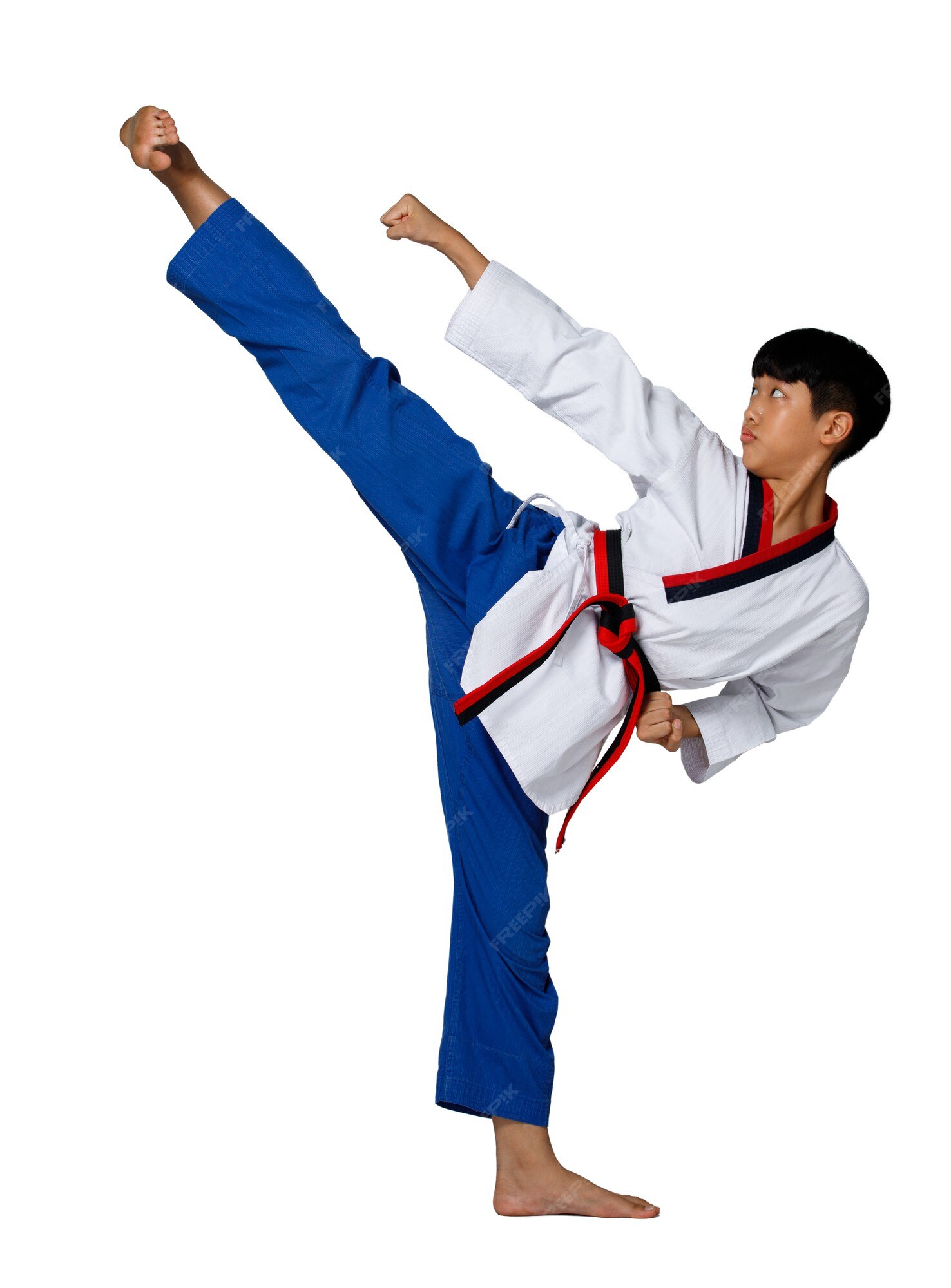 Illustration of a Korean Teenage Girl Showing a Fighting Hand Pose