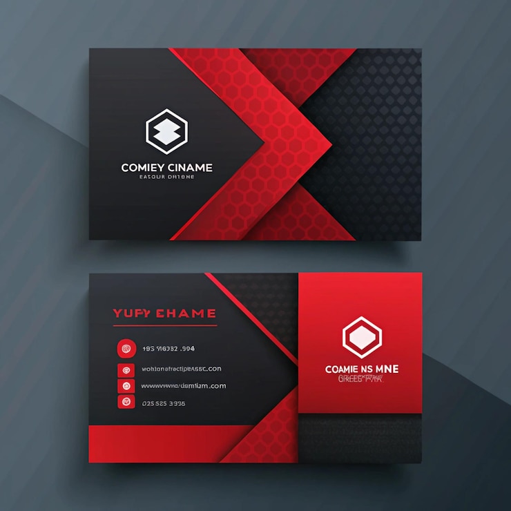 Photo a black and red business card with a red background with a black and red design