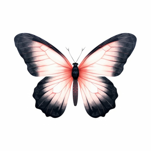 Black And Red Butterfly Vector Illustration On White Background