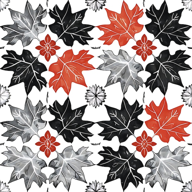 a black and red floral design with a black and red flower