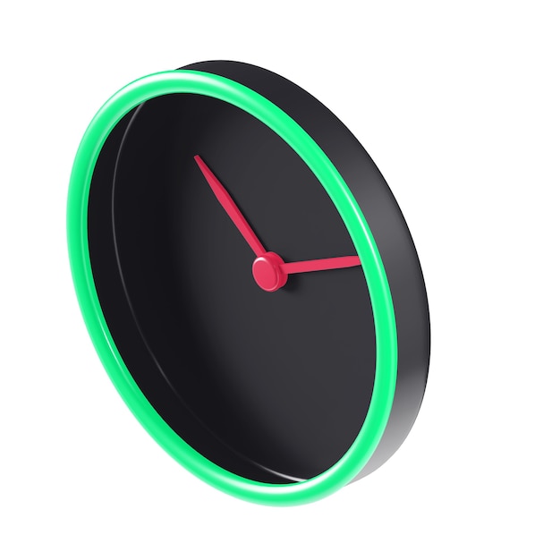 black,red and green 3D isometric clock