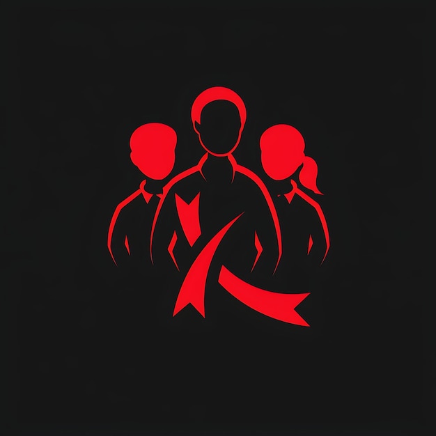 a black and red image of people with a red circle on the back of it