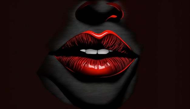 Black and red lips Generative AI