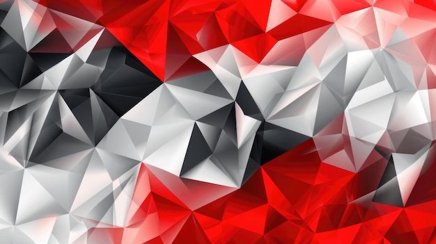 黒と赤の低い多角形の背景は,多角形とそれらの間の白い線の形でAI生成