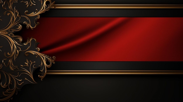 Photo black and red luxury background with gold decorative