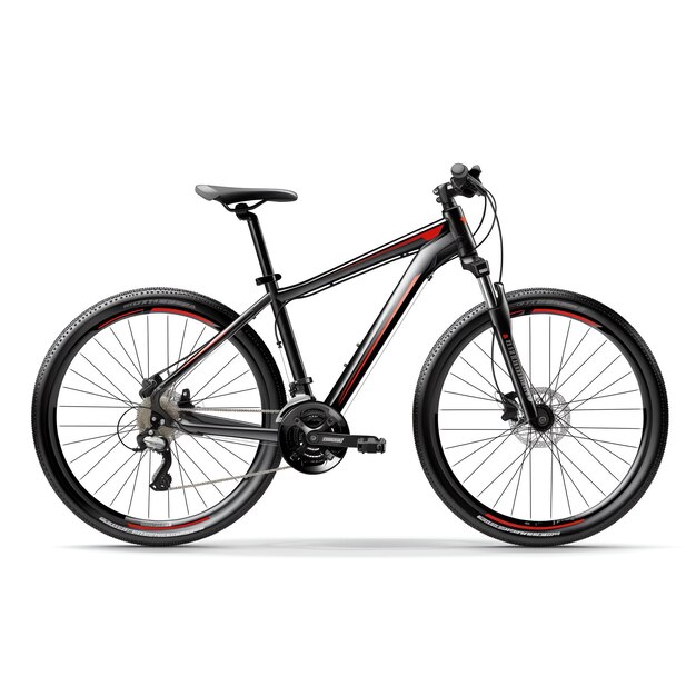 a black and red mountain bike