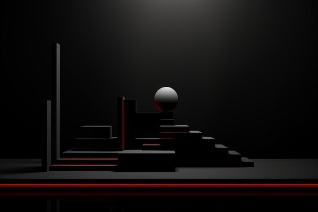 черно-красная фотография сферы с красной стрелкой, указывающей влево.