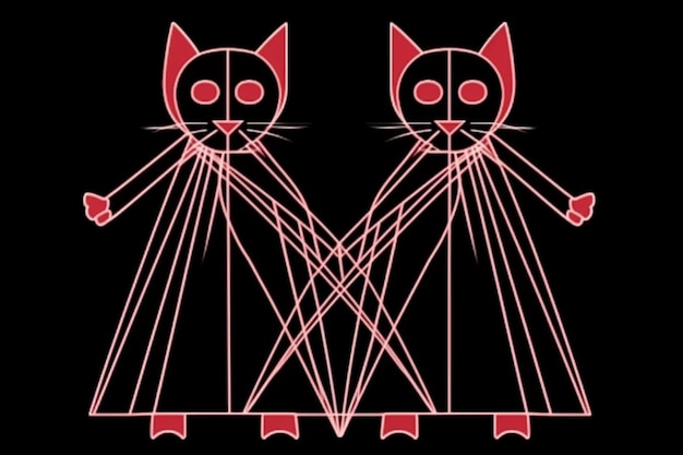 A black and red poster with two cats on it.