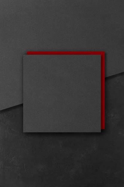 Photo black and red rectangular mockups on a dark concrete background design elements or portfolio copy space