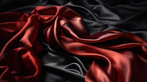 a black and red silk with a black background