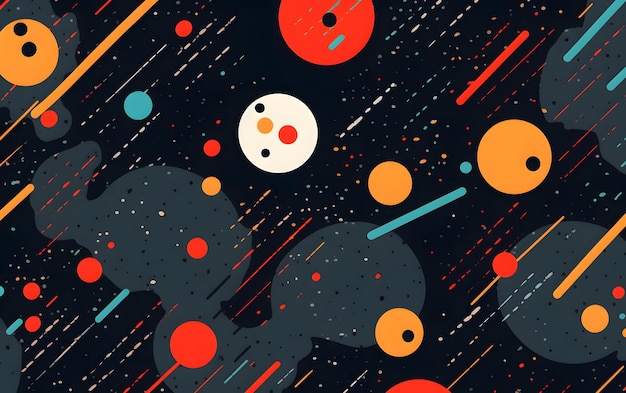 A black and red space background with a space pattern and a red circle.
