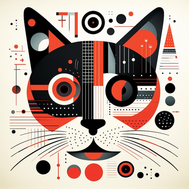 Foto gatto a righe nere e rosse in stile grafico ai generato arte