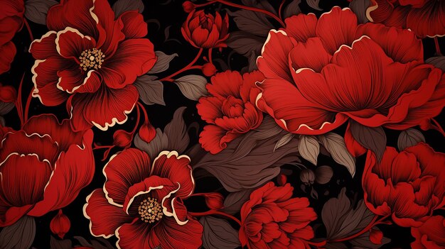 Black and red wallpaper with a pattern of red and black