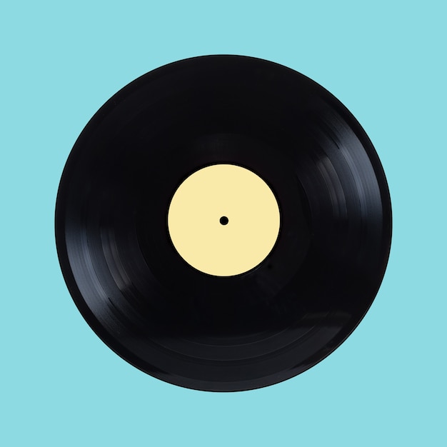 Black retro long-play vinyl record isolated