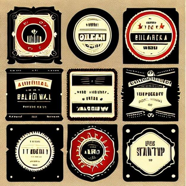 Photo black retro vintage sticker label vintage frames and labels vector set label frames old frame shape