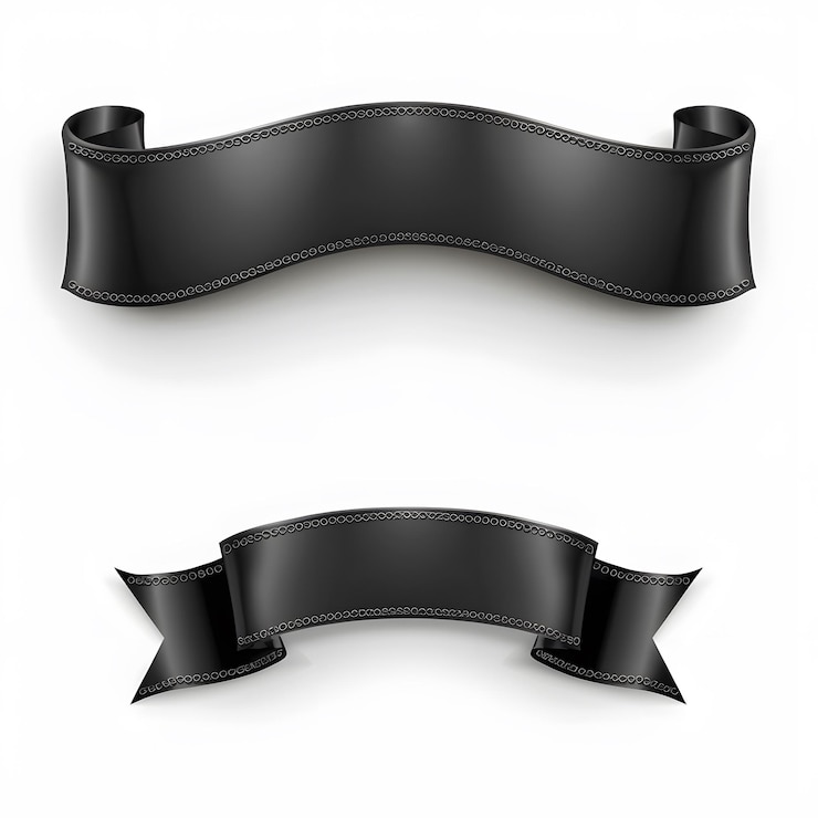 Photo black ribbon label banner tag bookmark silhouette design vector isolated on white background space