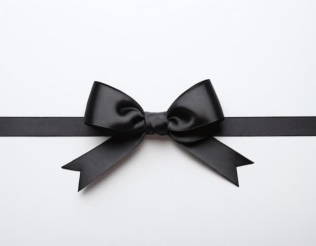 Black ribbon tie bow cadeau concept op witte achtergrond