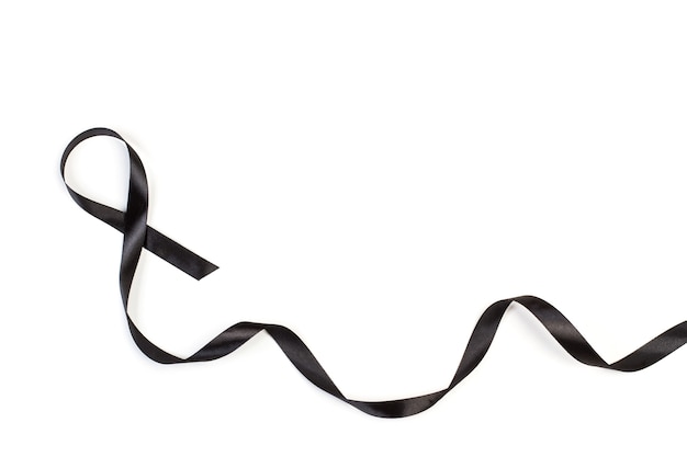 A black ribbon on a white background