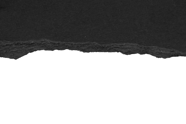 검정 찢어진 종이 찢어진 가장자리 스트립 흰색 배경에 고립