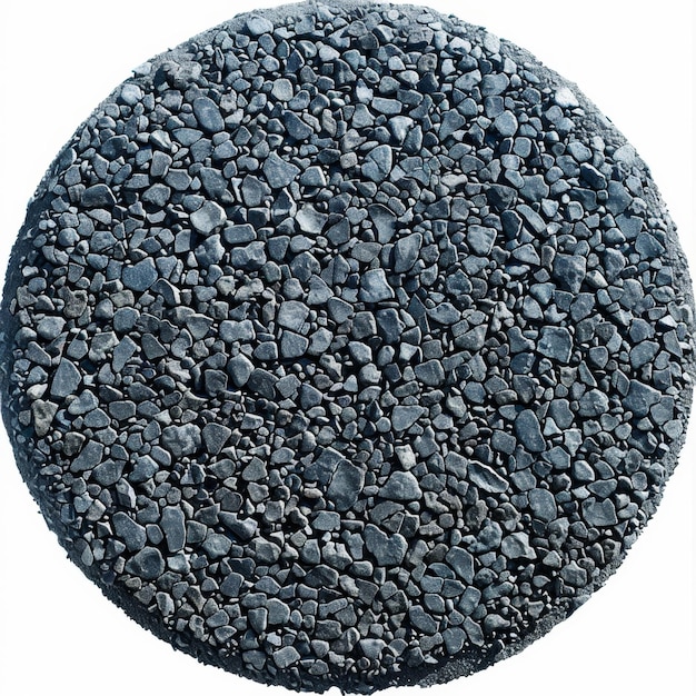 Black Rock Covered in Gravel on White Background