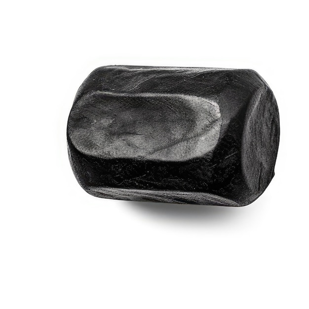 A black rock with a black stone on it