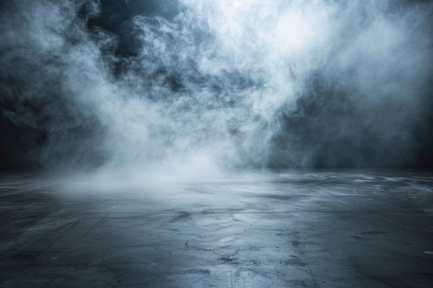 Black room or stage background for product placementPanoramic view of the abstract fog